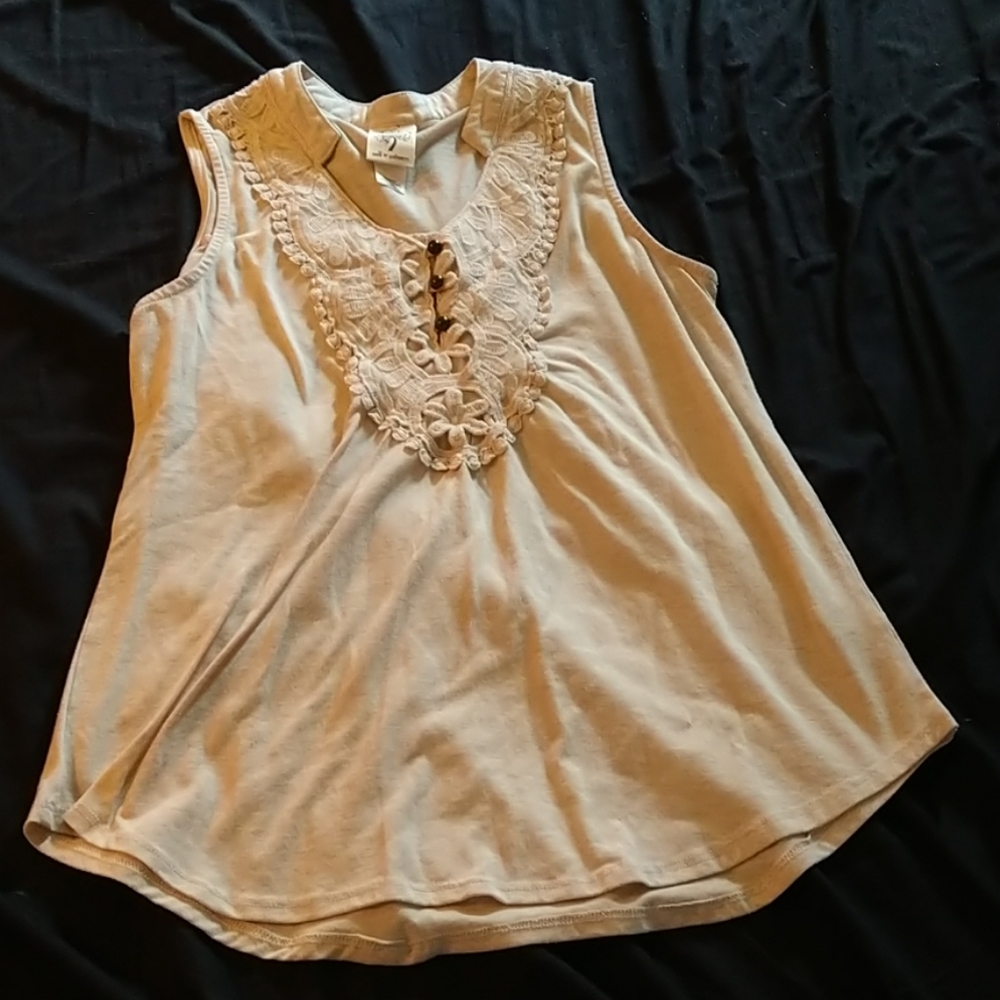 Tan Tank Top with Button Accents